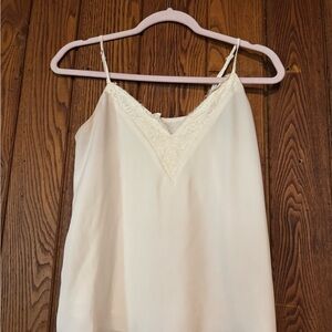 Melrose and Market Cream Lace-Trim Satin Cami